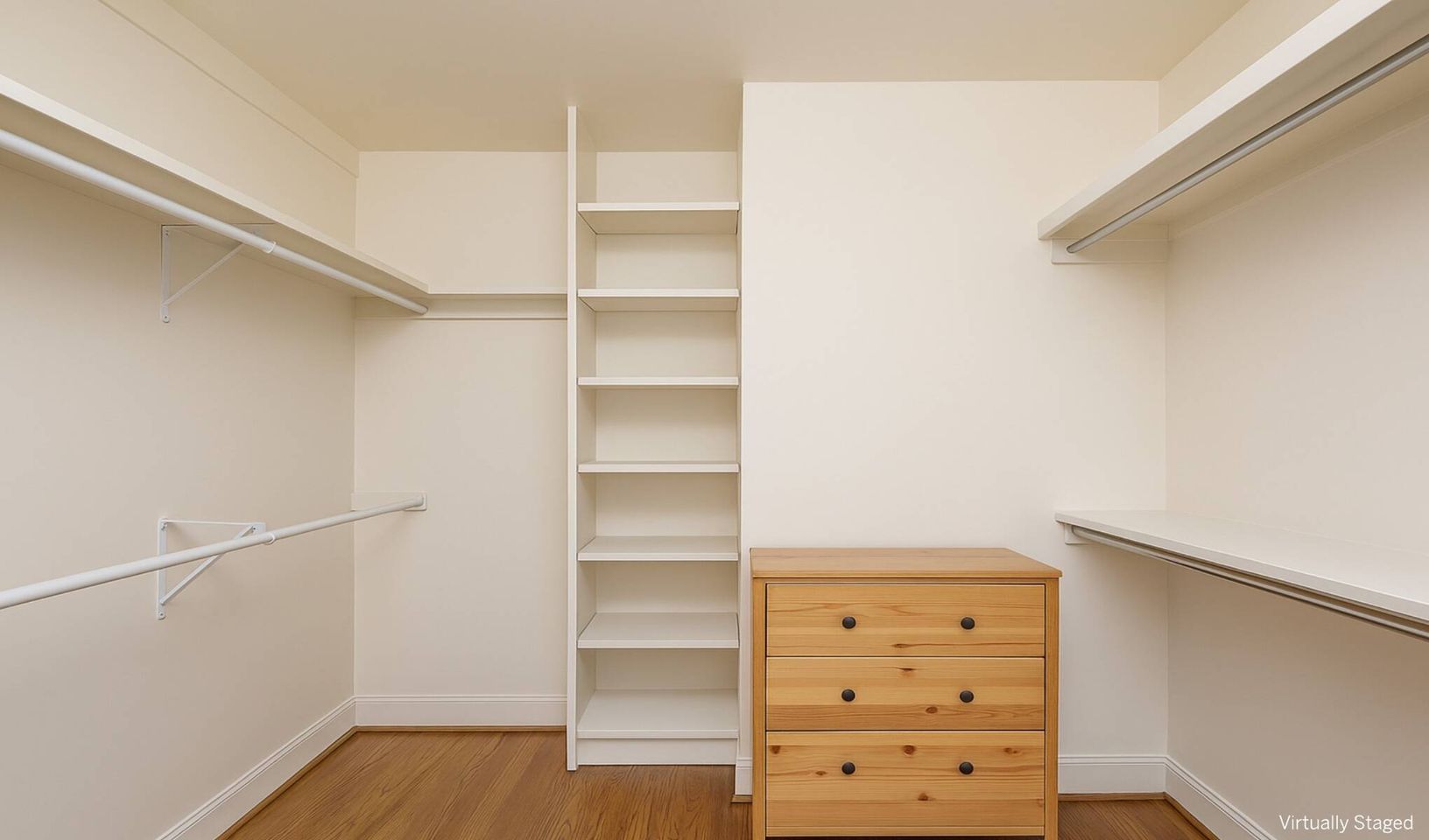 First Floor Primary Closet, Staged