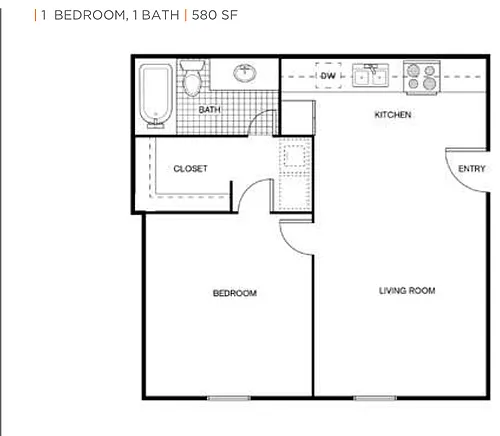 Floor plan 1 Bedroom 1 Bathroom