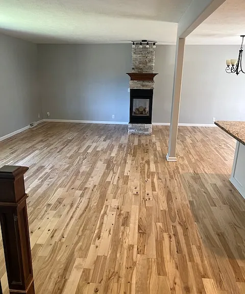 Refinished Maple Floors. View of the Living Room.