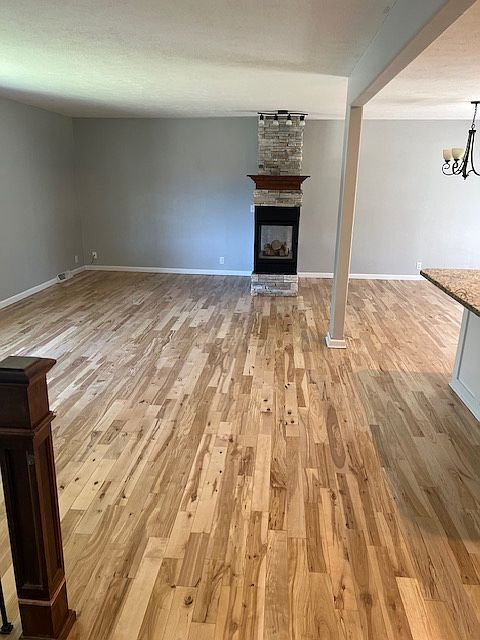 Refinished Maple Floors. View of the Living Room.