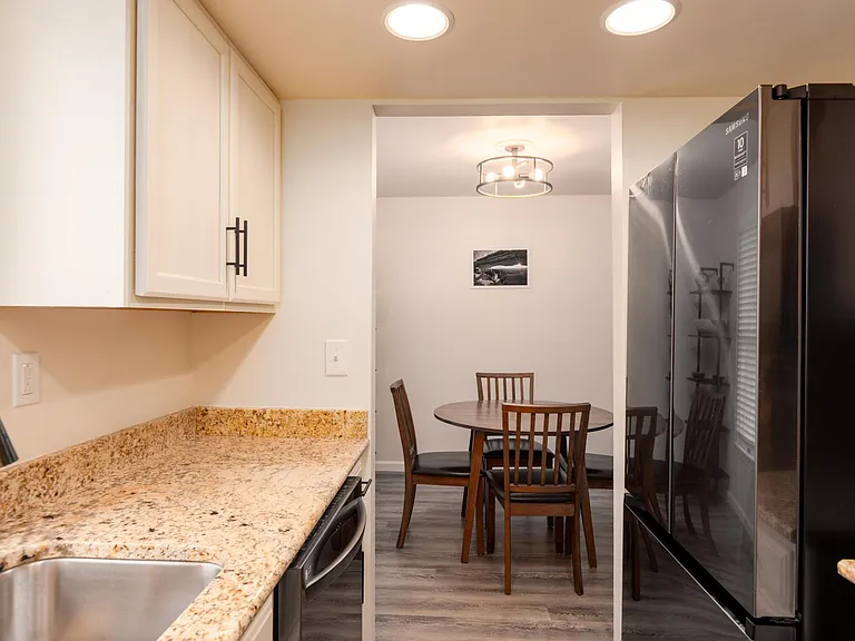 Back of kitchen facing toward dining area