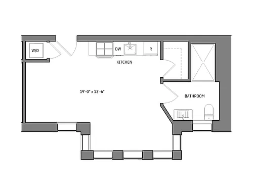 Floor plan Studio 1 Bath Thornberry
