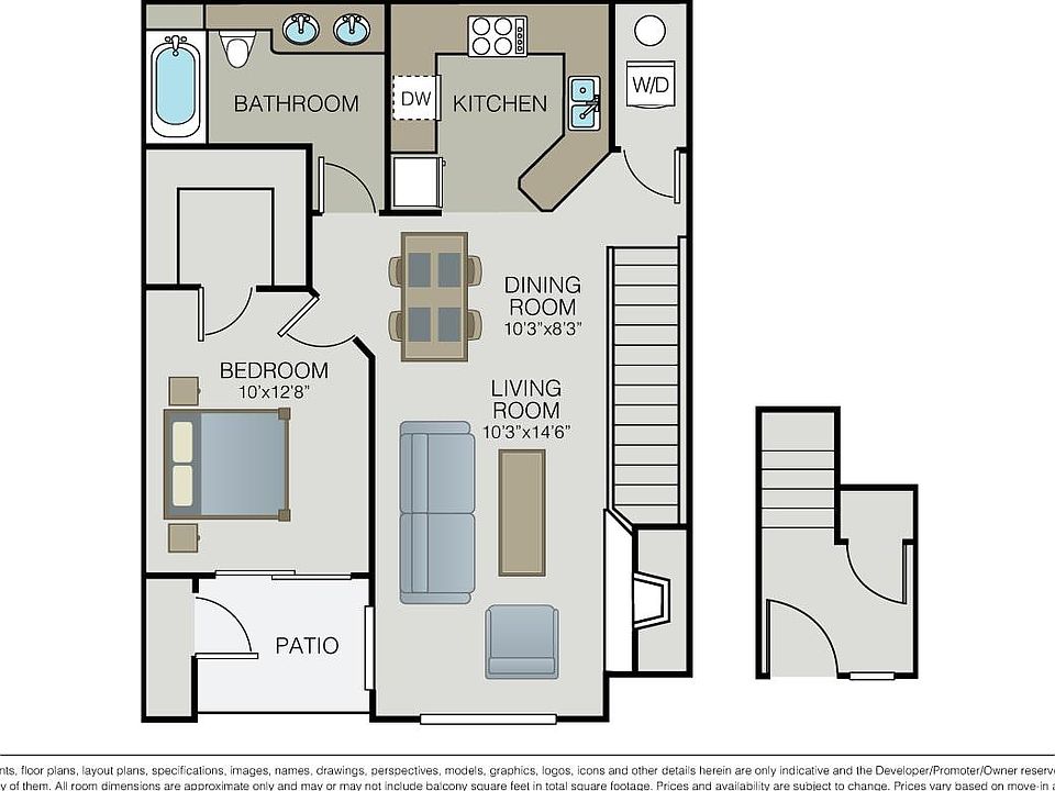 Floor plan. NOTE: this apartment does not have a staircase.