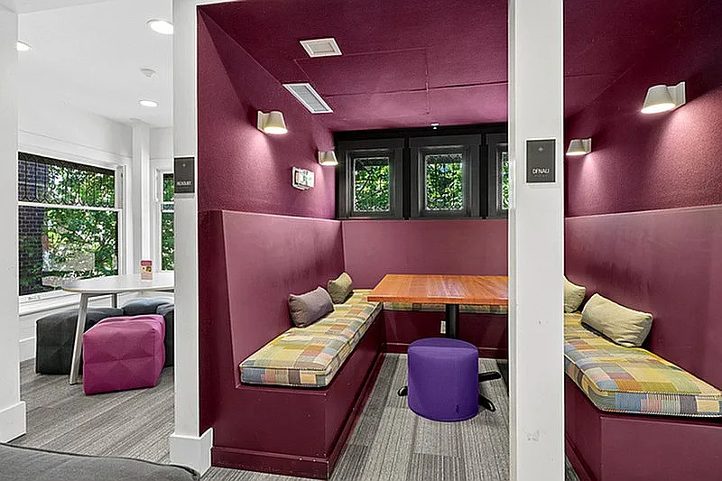 Designed for the way you live. Whether you're studying, meeting with friends, or taking a break between classes, our two-story resident lounge has the space to do it all.