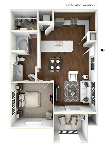 Floor plan 1 Bed/1 Bath