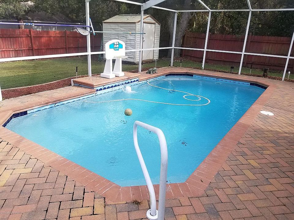 Caged in pool on Lanai