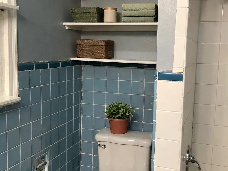 Shelf space over toilet for extra storage