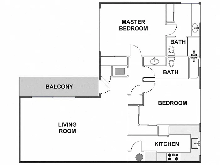 Floor plan 2 Bed / 2 Bath: Type D