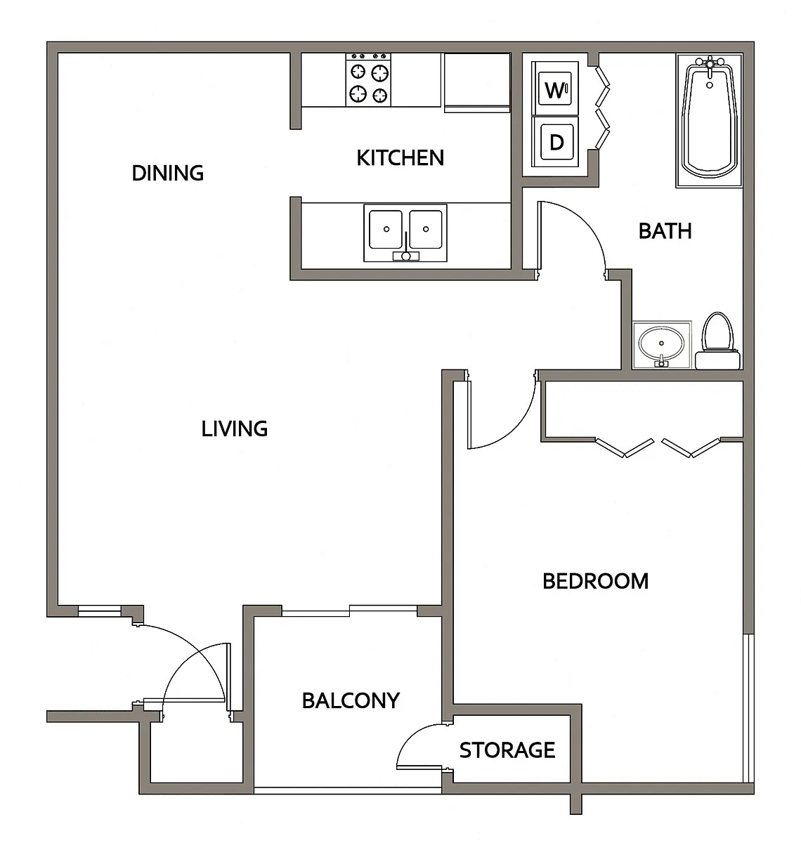 Floor plan 1x1 Silver W/D