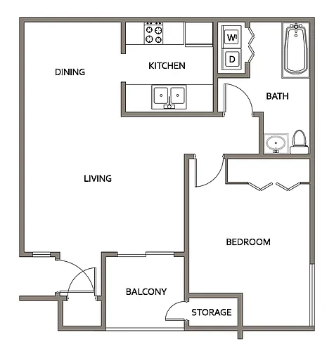 Floor plan 1x1 Silver W/D