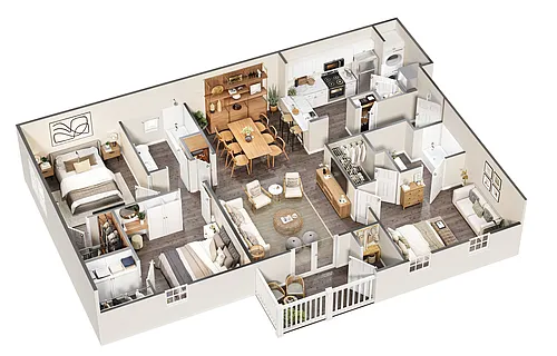 Floor plan 3 Bed 2 Bath Classic