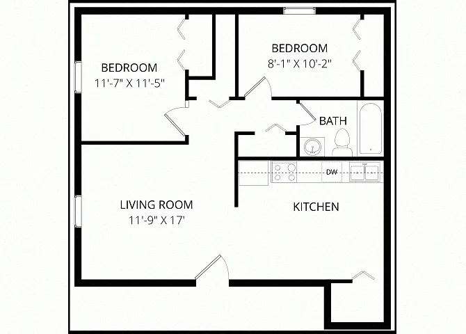 Floor plan Two Bedroom Small