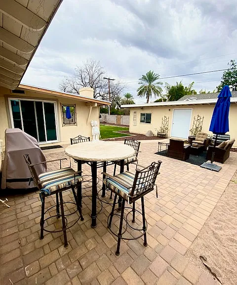 Backyard and storage shed