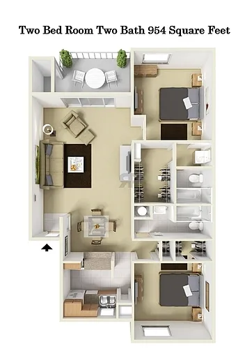 Floor plan 954 Sq Ft