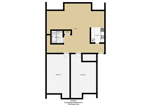 Floor plan 2 Bedroom 1 Bath