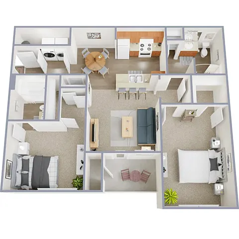 Floor plan 2 Bed, 2 Bath