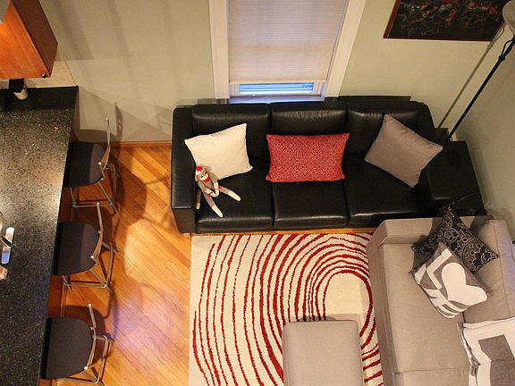 View of living room from loft