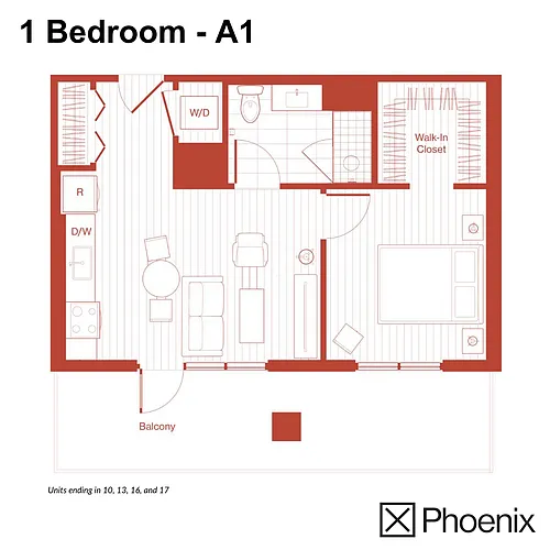 Floor plan 1 Bedroom - A1