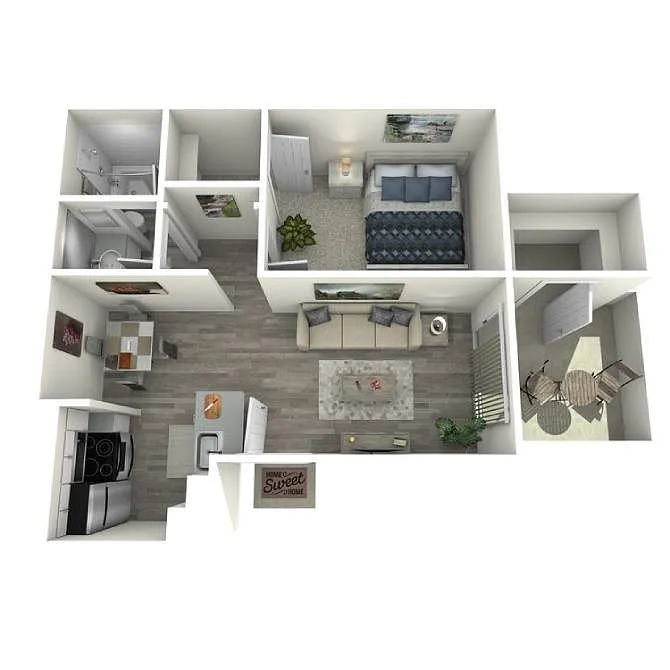 Floor plan 1 Bed 1 Bath A