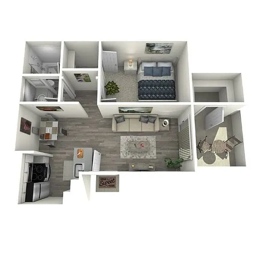 Floor plan 1 Bed 1 Bath A