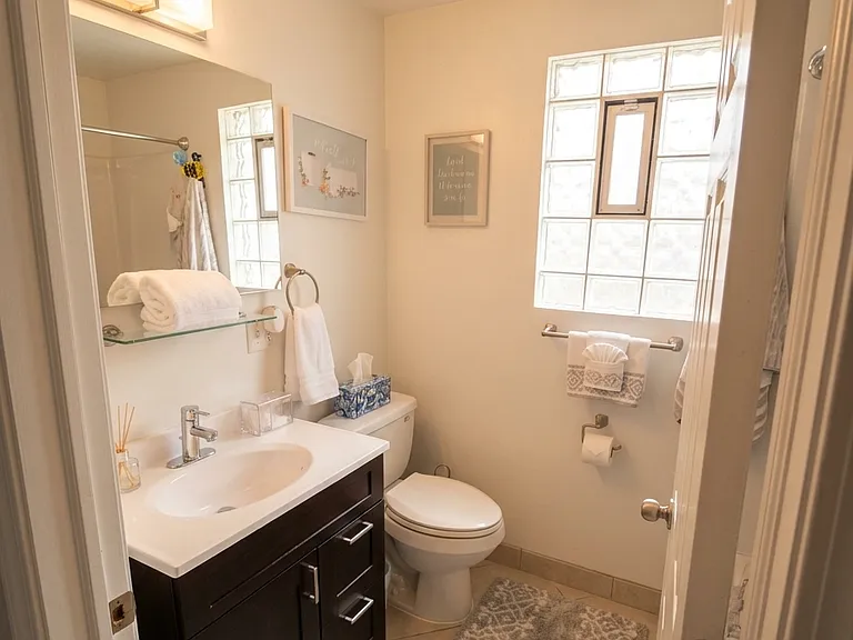 Main Bathroom. Full bath with soaking tub and shower.