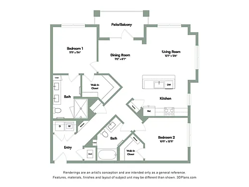 Floor plan The Triumph | 2 Bed | 2 Bath