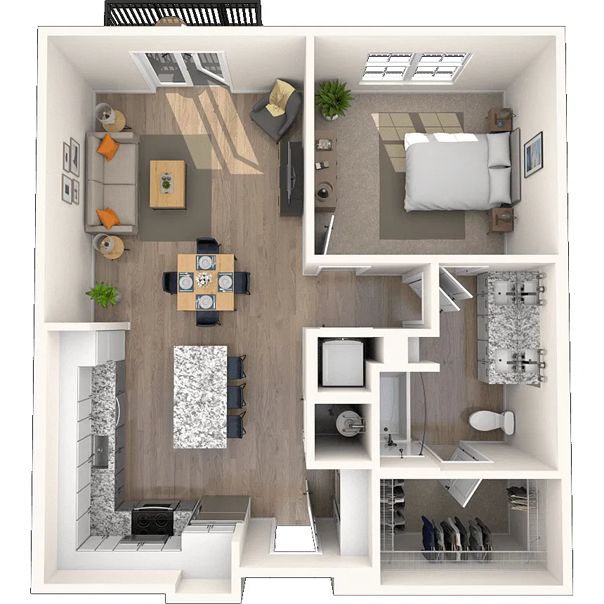 Floor plan Traditional 1x1 829-888 SF-FP