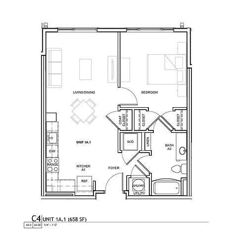 Floor plan New Construction - 1 Bedroom