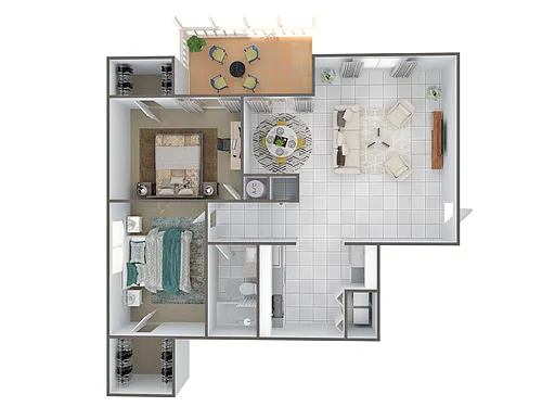 Floor plan B4R - Two Bedroom, One Bathroom