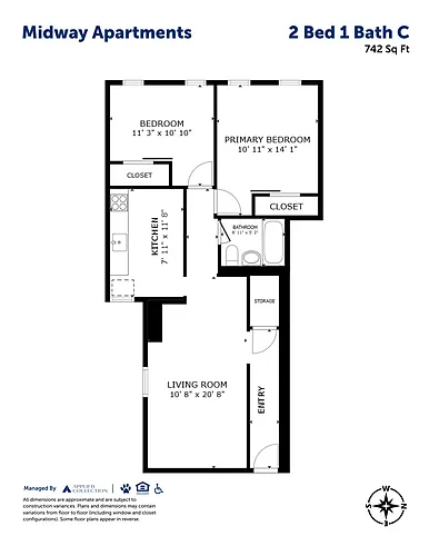 Floor plan 2 Bed 1 Bath C