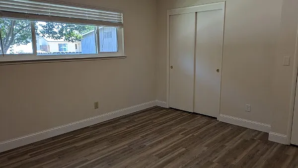 Ample closet space in the bedroom.