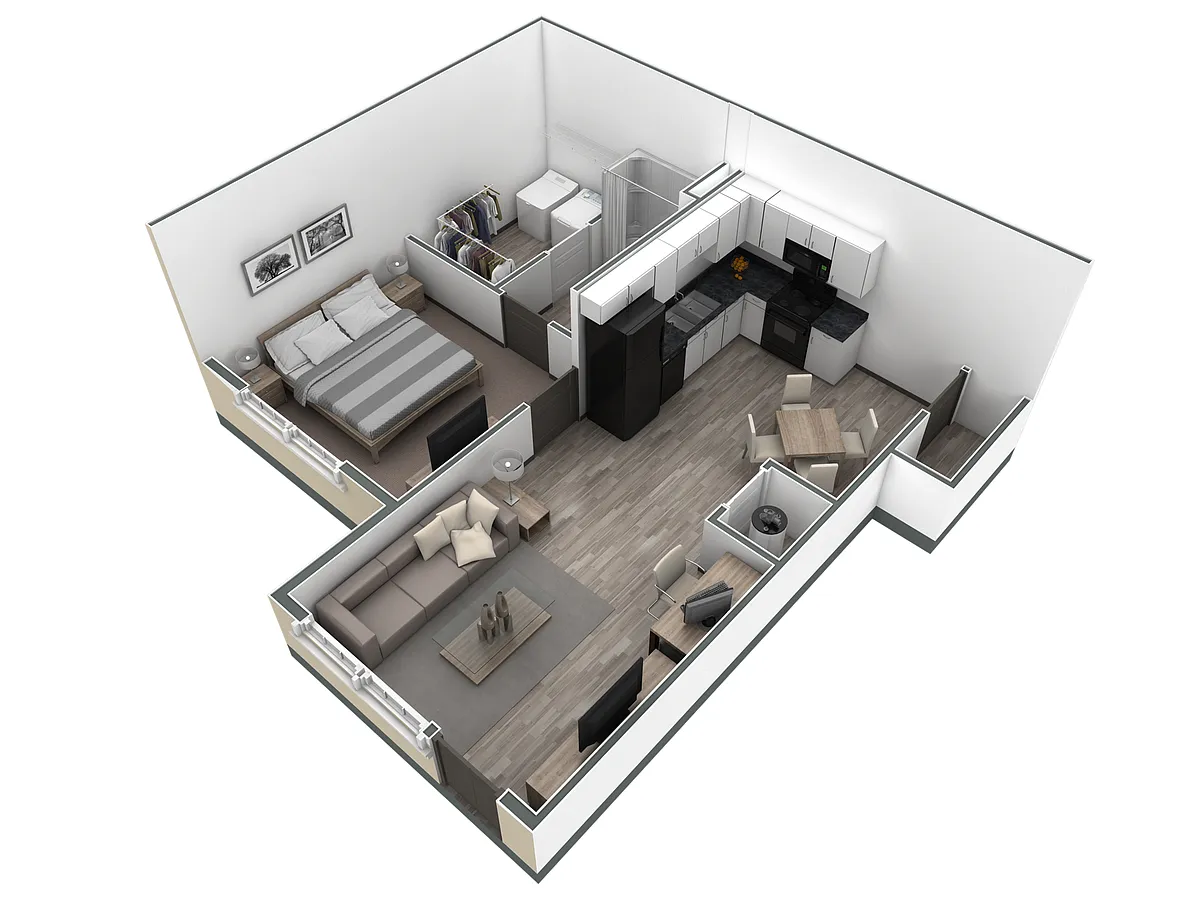 Floor plan 1 BR Horizon Courtyard