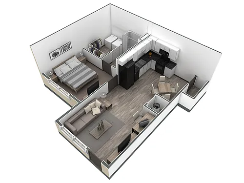 Floor plan 1 BR Horizon Courtyard