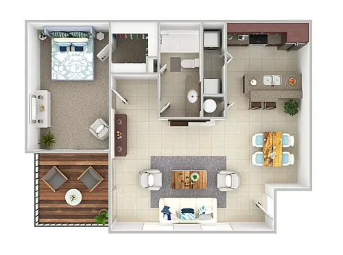 Floor plan A1 - 1 Bedroom,1 Bathroom