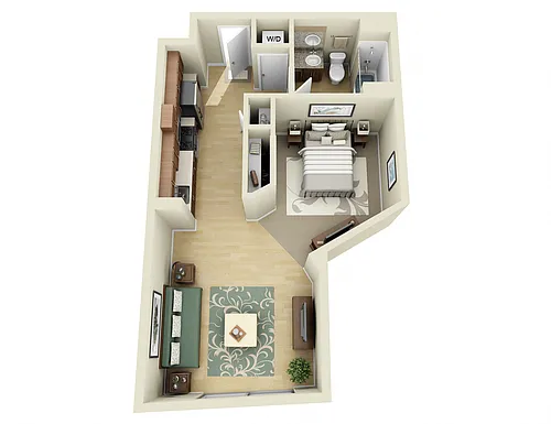 Floor plan Figueroa JR One Bedroom JR1