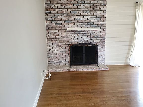 living room fireplace from front entryway