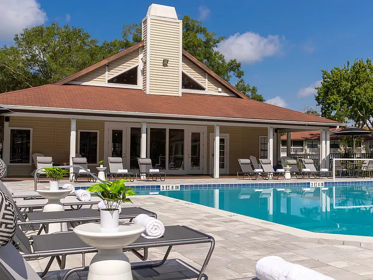 Lounge in style on our well-maintained poolside loungers staged for your daily enjoyment.