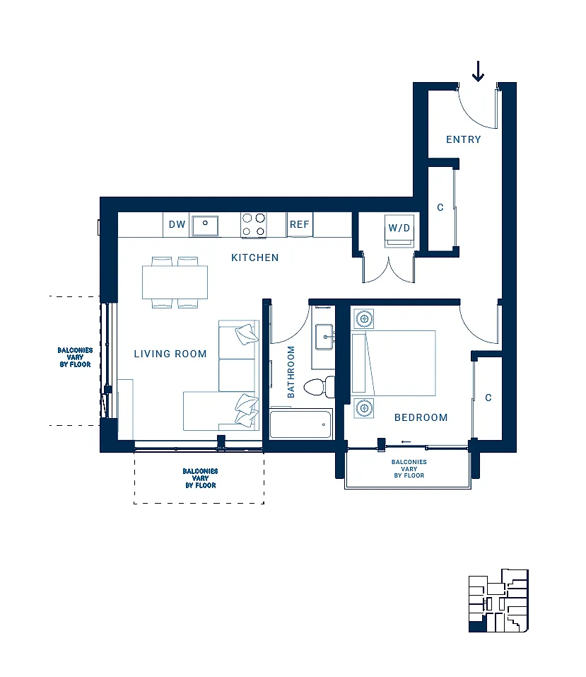 Floor plan 1X1 B