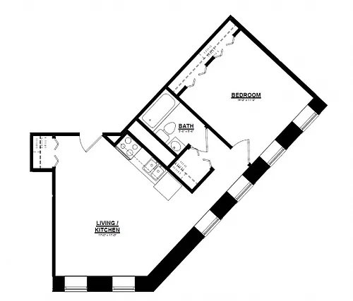 Floor plan The Argyle on Mass Ave One Bedroom H