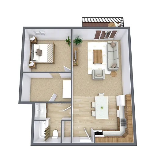Floor plan One Bedroom 11D