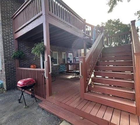 The back side of the building where you can go to your back door and enter your new apartment.