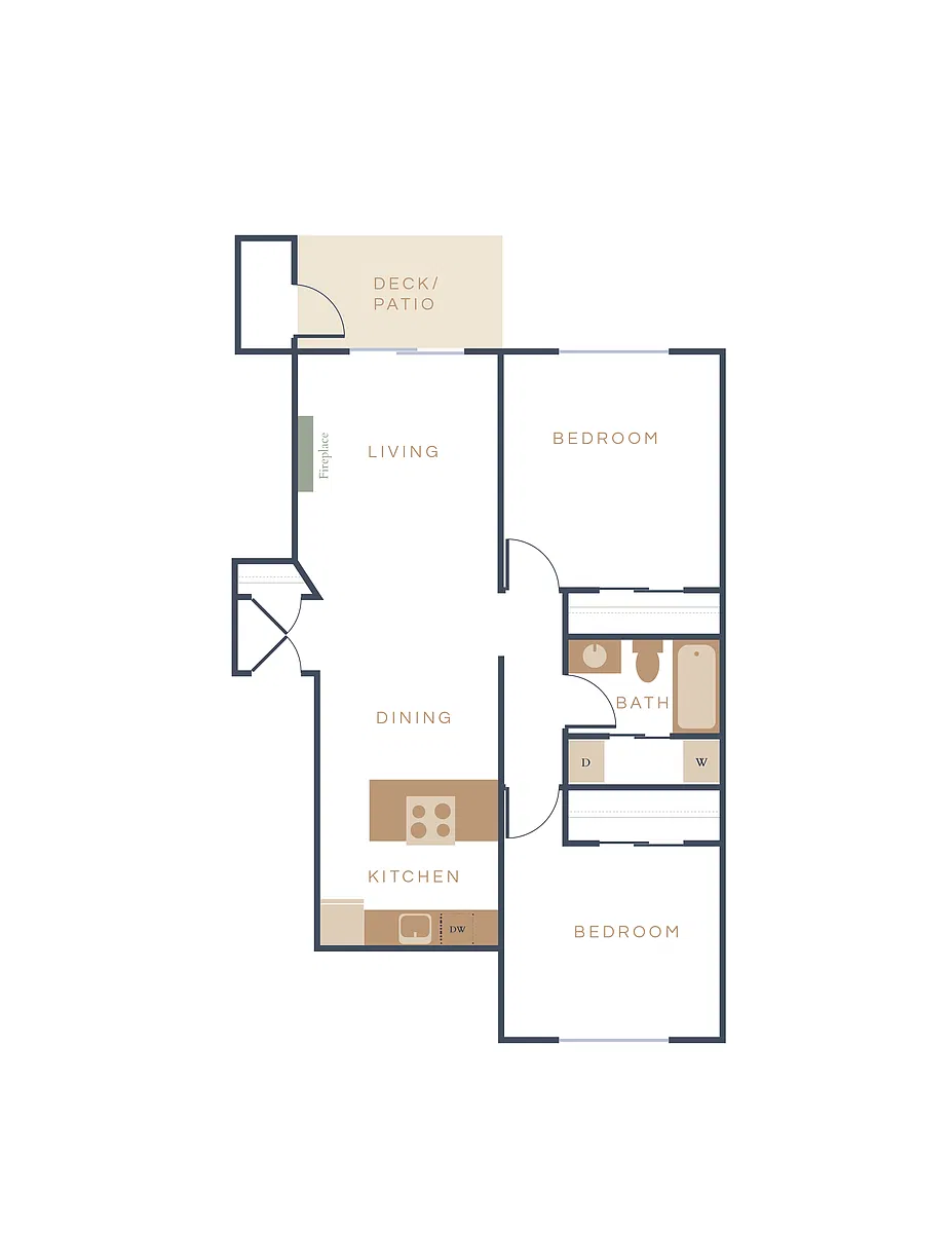 Floor plan Chestnut | 2 Bed 1 Bath | Classic