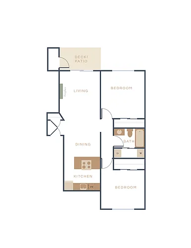 Floor plan Chestnut | 2 Bed 1 Bath | Renovated