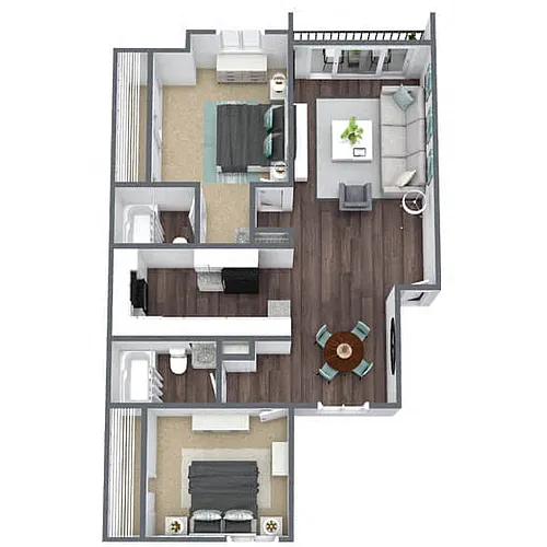 Floor plan B2: 2 Bed 2 Bath