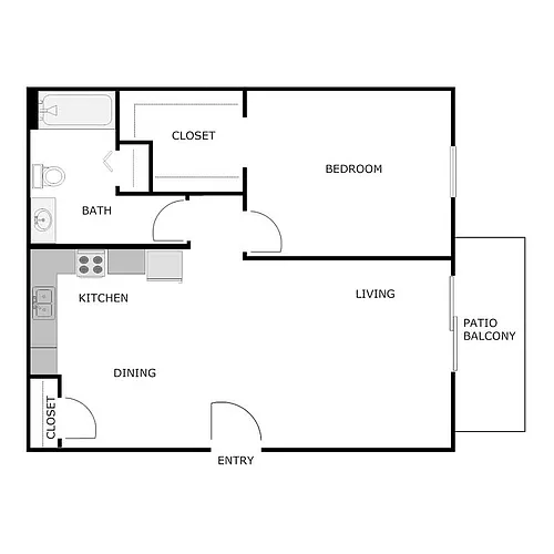 Floor plan 1 Bedroom 1 Bathroom