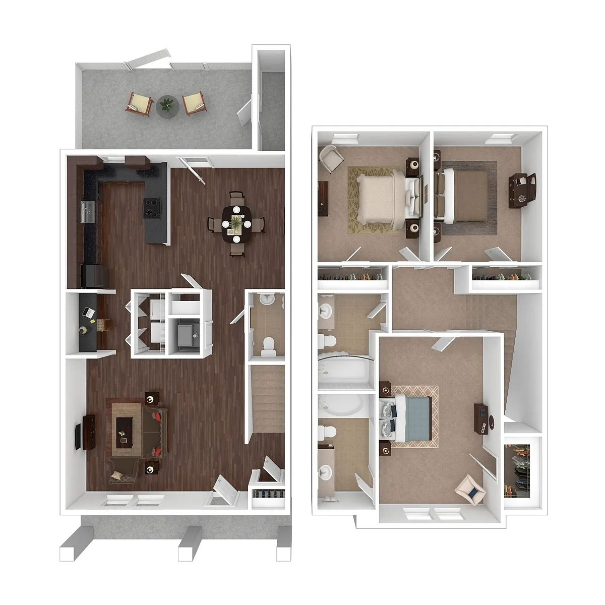 Floor plan 3 Bed x 2.5 Bath Townhome