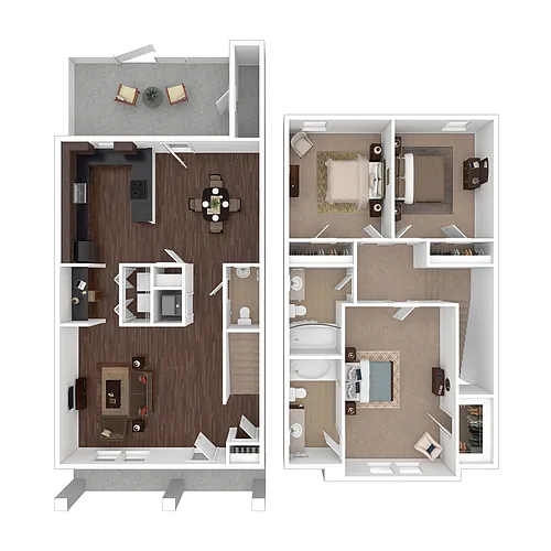 Floor plan 3 Bed x 2.5 Bath Townhome