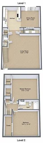 Floor plan Two Bedroom Townhome
