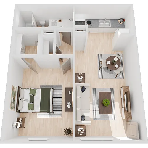 Floor plan 1 Bed 1 Bath 600