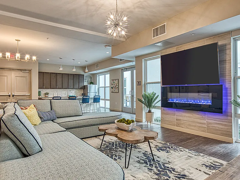 Conversation areas with fireplace and TV